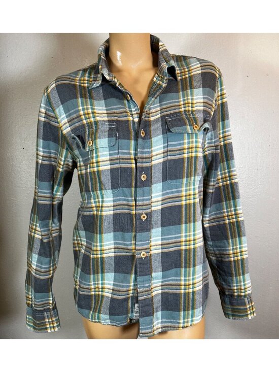 Lucky Brand Tops - Lucky Brand Womens Button Down Shirt Sm Blue Long Sleeve Plaid Cotton Two Pocket